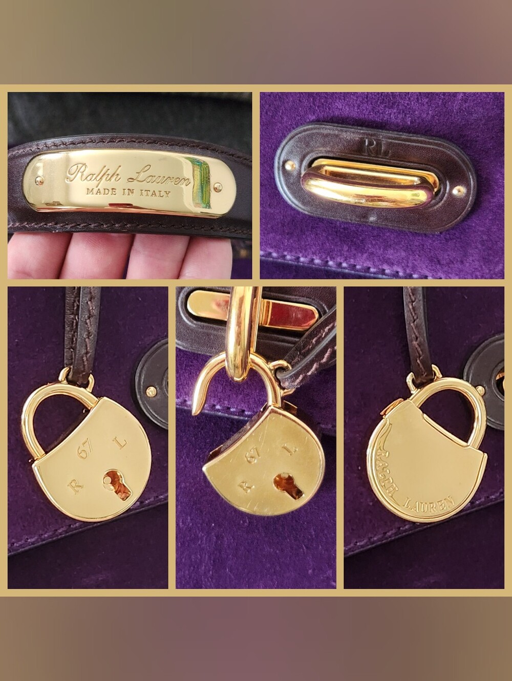 💜RARE Ralph Lauren💜 - Deep Purple Suede Tiffin 27 Satchel Bag - Picture 5 of 15